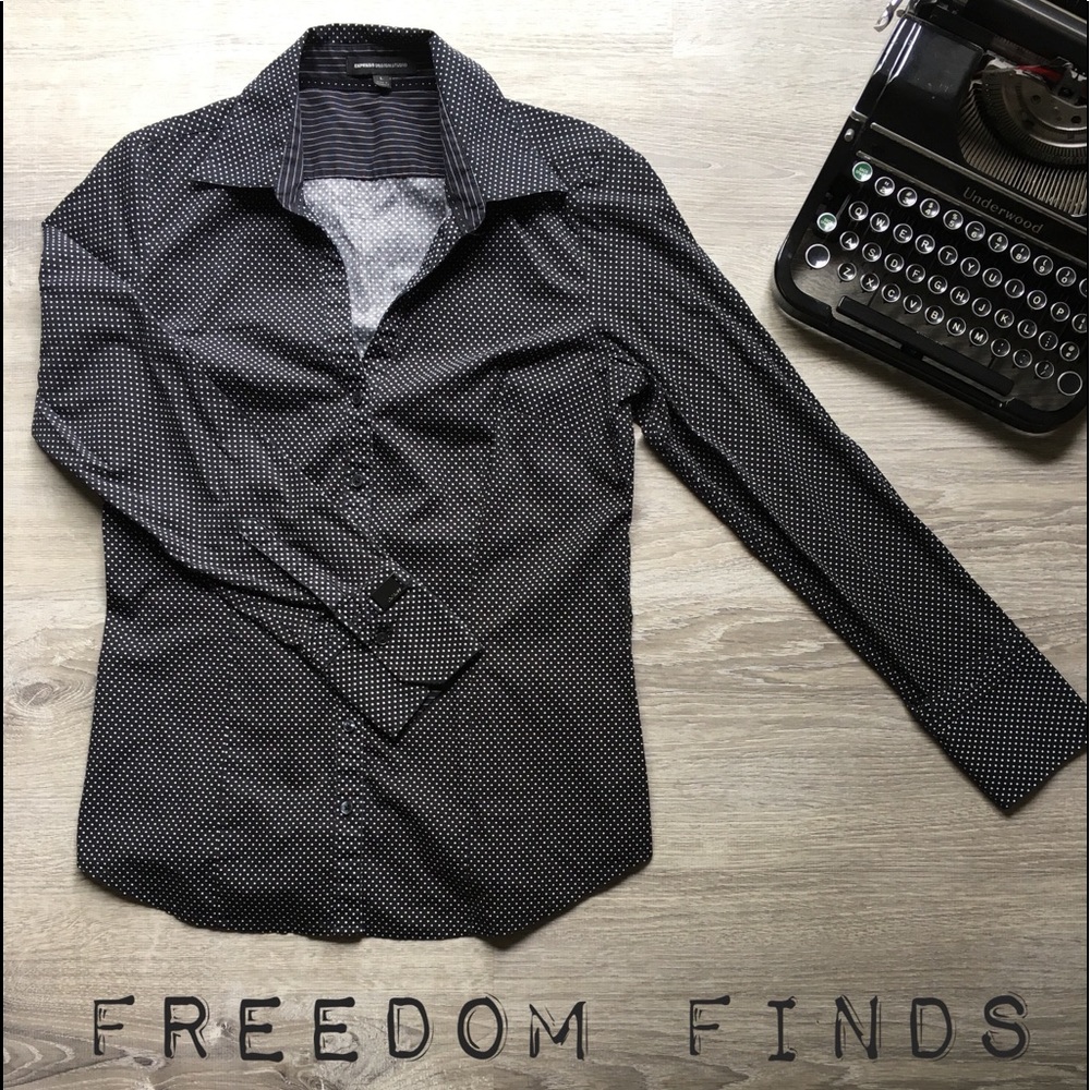 Express Design Studio Polka Dot Dress Shirt